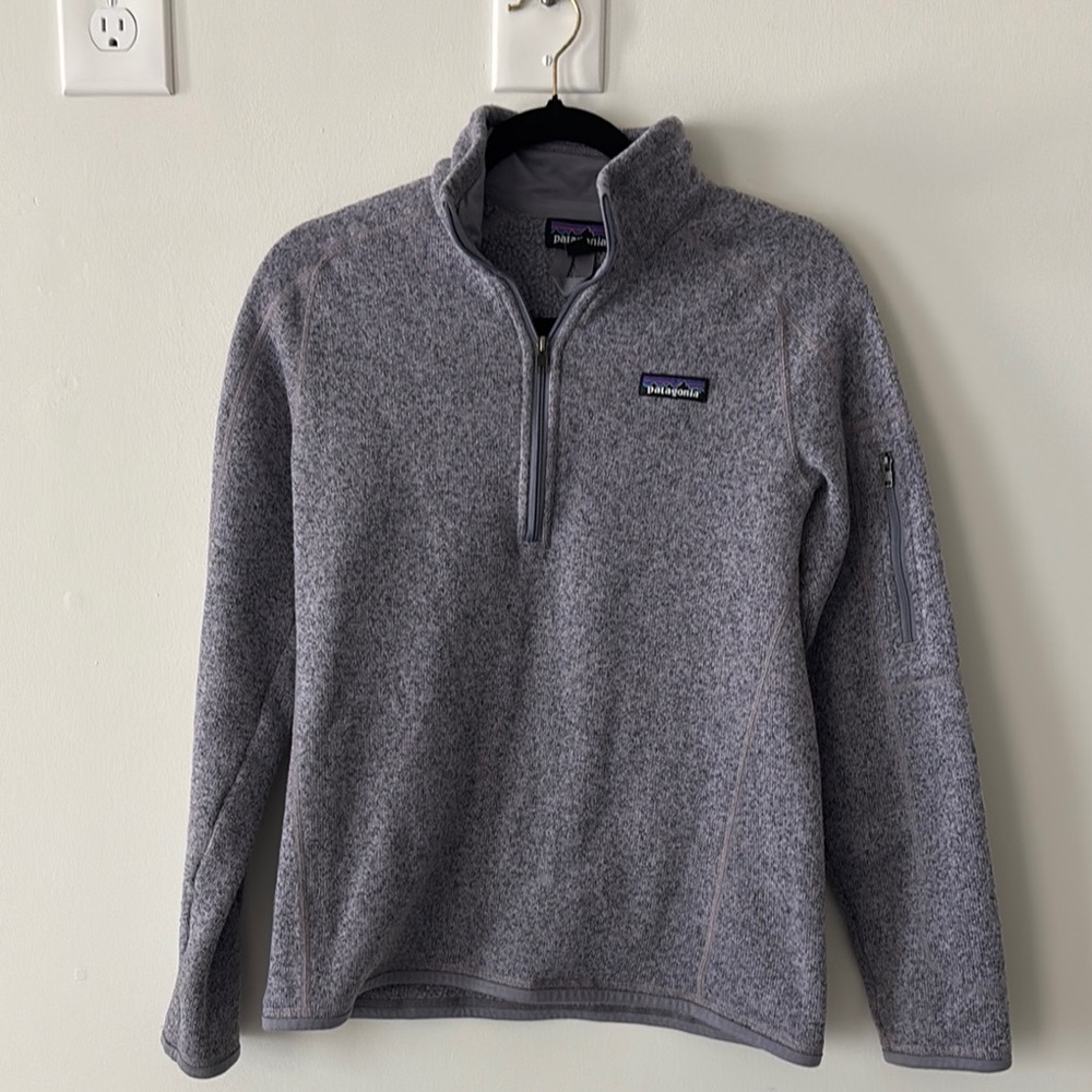Patagonia Purple and Gray Zip Up Sweater